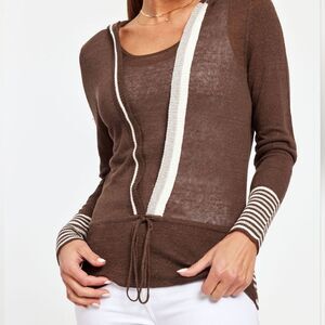 Dolce Cabo linen  blend mocha brown top size L